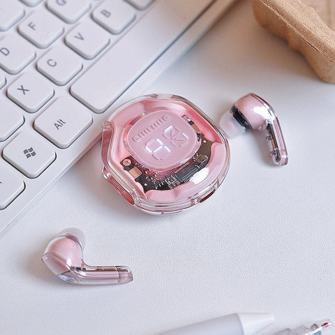 T8 Crystal Wireless Earphones - Transparent (Random colour)