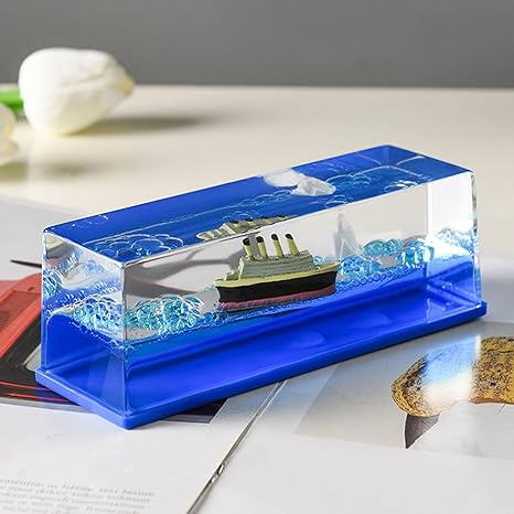 Creative Cruise Ship Fluid Drift Bottle Desktop Decorate Birthday Gift