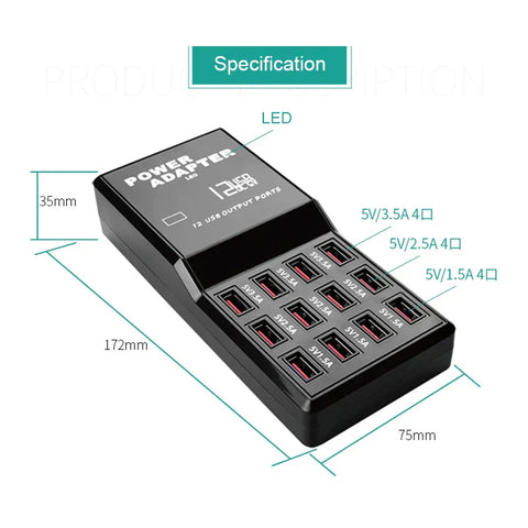 12 Port USB Charger